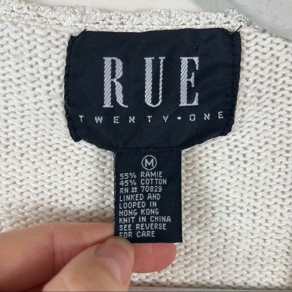 Vintage 90s Y2K Cardigan Sweater Cottage Boho Lace Embroidered Floral Medium - Picture 9 of 10